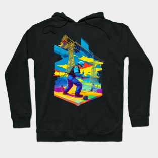 Colorful Lineman Design Hoodie